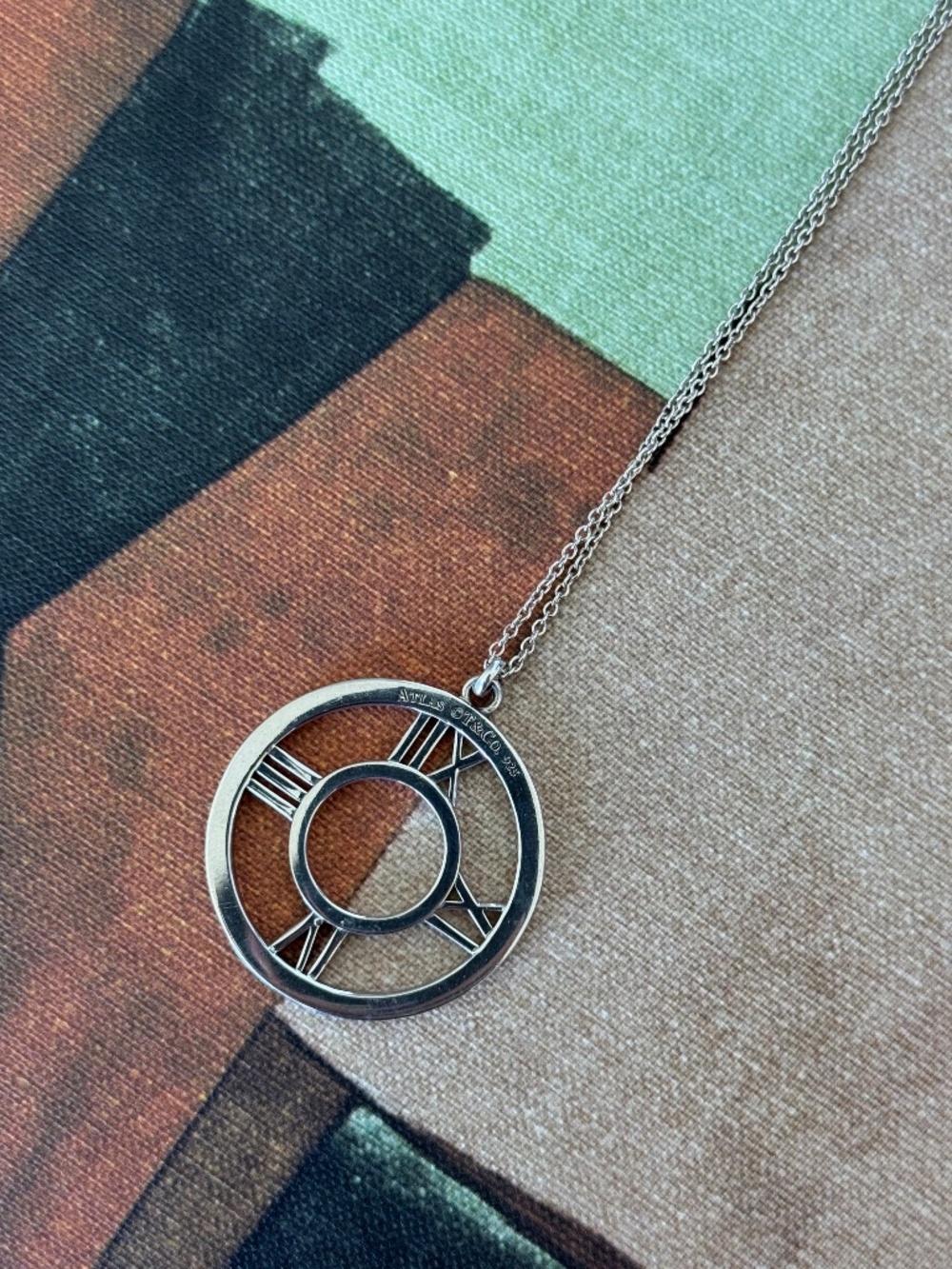 Tiffany & Co. Sterling Silver Atlas Open Medallion Pendant Necklace